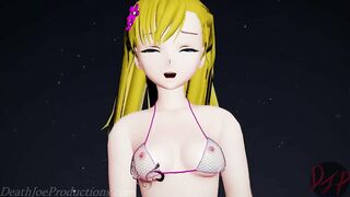 MMD R18 4k Blonde Misaka Aylin with a Pink Bikini - Dub Zap - 1037