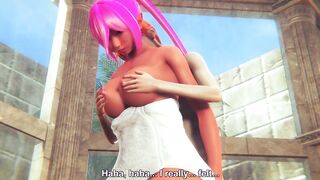 TANNED PINK HAIRED GIRL WITH THICK ASS GETS FUCKED IN PUBLIC BATH - HONEY SELECT 2