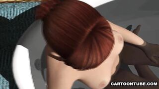 Sexy 3D Cartoon Brunette Gets Eaten Out and Fucked