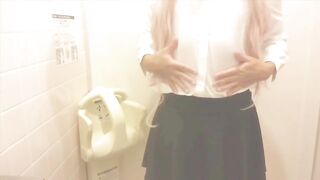 Animated Voice Japanese Hentai Shemale Crossdresser Ladyboy Masturbation in Public Toilet