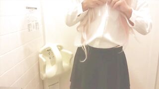 Animated Voice Japanese Hentai Shemale Crossdresser Ladyboy Masturbation in Public Toilet